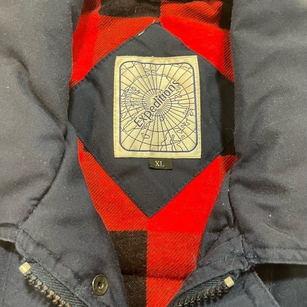 Expeditions Vest Men XL Blue Plaid Blanket Lined Utility Cargo Adult BROKEN ZIP* - Picture 2 of 11
